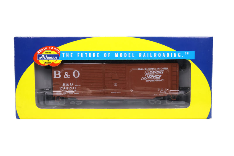 Athearn HO Scale 40’ Double Door Box Car Sentinel Service Baltimore and Ohio #294201