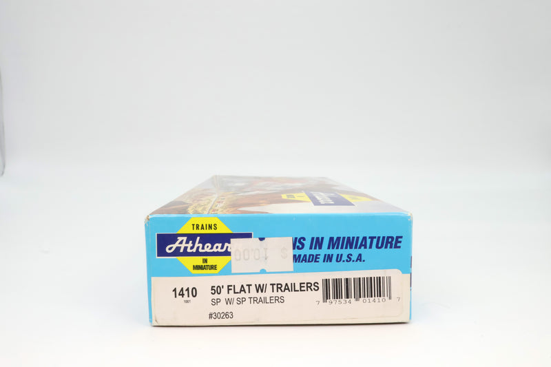 Athearn HO Scale 50’ Flat Car with Trailers Southern Pacific #30263