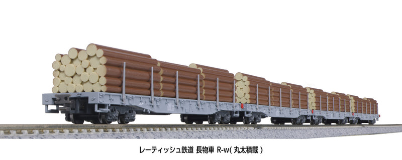 N Scale KATO RhB R-w Stake Cars with Log Loads 4-Car Freight Set